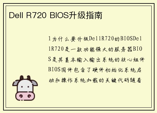 Dell R720 BIOS升级指南